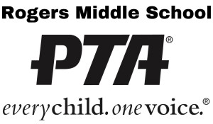 Rogers Middle School PTA logo black on white